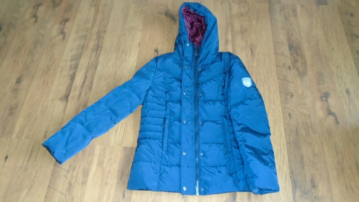 Quba Sails Ladies Funnel Neck Hooded Coat Padded Windjammer size 14 Navy Blue