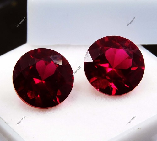 Flawless 6 Ct Natural Certified Red Ruby Round Cut Loose Gemstone 9 x 5mm Pair - Picture 8 of 10