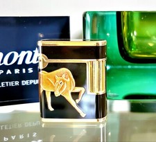 Rare S.T. Dupont Maki-E Horse Soubreny Lighter in Black Chinese Lacquer and Gold