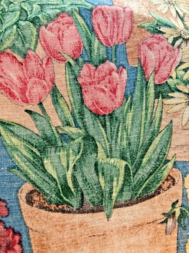 Fabric Backed 9" Glass Plate Spring Flowers,Colorful Tulips Gardening - Picture 4 of 5