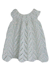 New Handmade Crochet  Size 4T White Pink Blue Chevron Cap Sleeves Dress