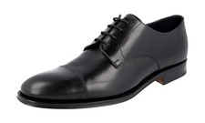 PRADA Cap Toe Derby Dress Shoes - Leather Sole - Black - NEW -  US 7 EU 40