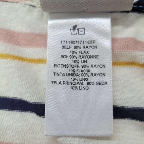 Dolan Tunic Top Women XS Pink Blue Striped Ruffled Tie Neck Button Up Beach New - Picture 5 of 13