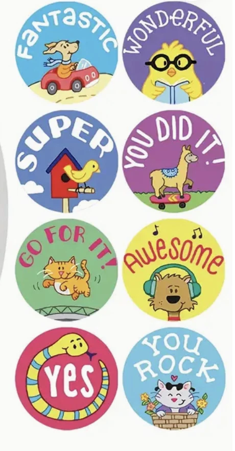 Positive Encouragement Reward Stickers 2.5cm 50/100pc Teacher Kids Merit Award