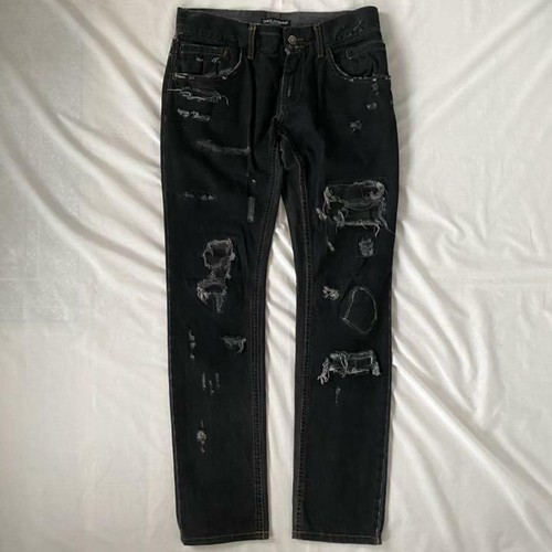 Crash Damage Denim Pants Jeans Men 