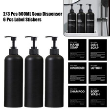 2/3Pcs 500 ml Plastic Soap Dispenser Shower Gel Liquid Pump Bottles with 6 Label