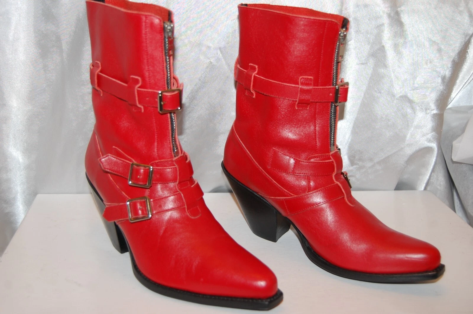 38 7 5❤️$1300 CELINE BERLIN STIVALETTI WESTERN BIKER EQUITAZIONE TACCO ALTO