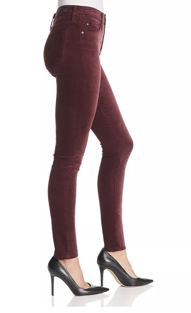 AG Farrah High Rise Women Size 26 Skinny Jeans Rich Carmine Velvet  thumbnail 4