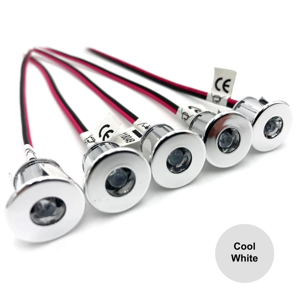 5 X SMALL 12 VOLT LED MINI SPOT LIGHTS CAMPERVAN CARAVAN MOTORHOME COOL WHITE