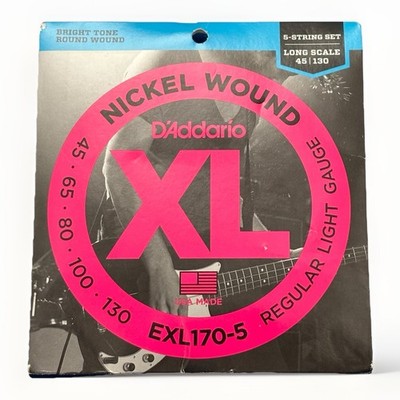 Daddario XL Bass Strings Bright Time Round Wound EXL170-5 USA Made 45/130 New