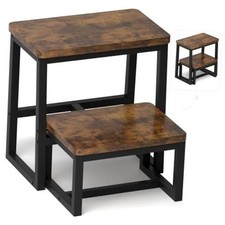 2 Step Stool for Adults Wooden Step Stool with 500 Lbs Capacity, 3 Rustic Brown