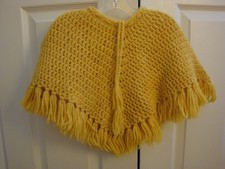 Toddler Poncho, Hand Crochet in Gold