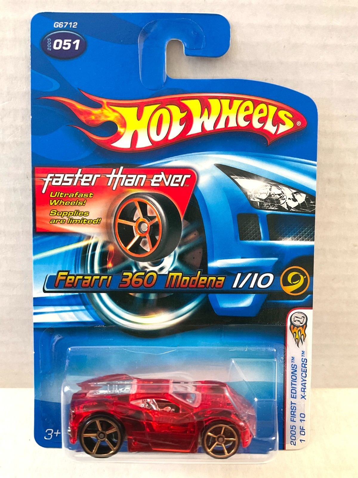 2005 Hot Wheels FERRARI 360 MODENA - Faster Than Ever FTE - Red, X-Raycers #051