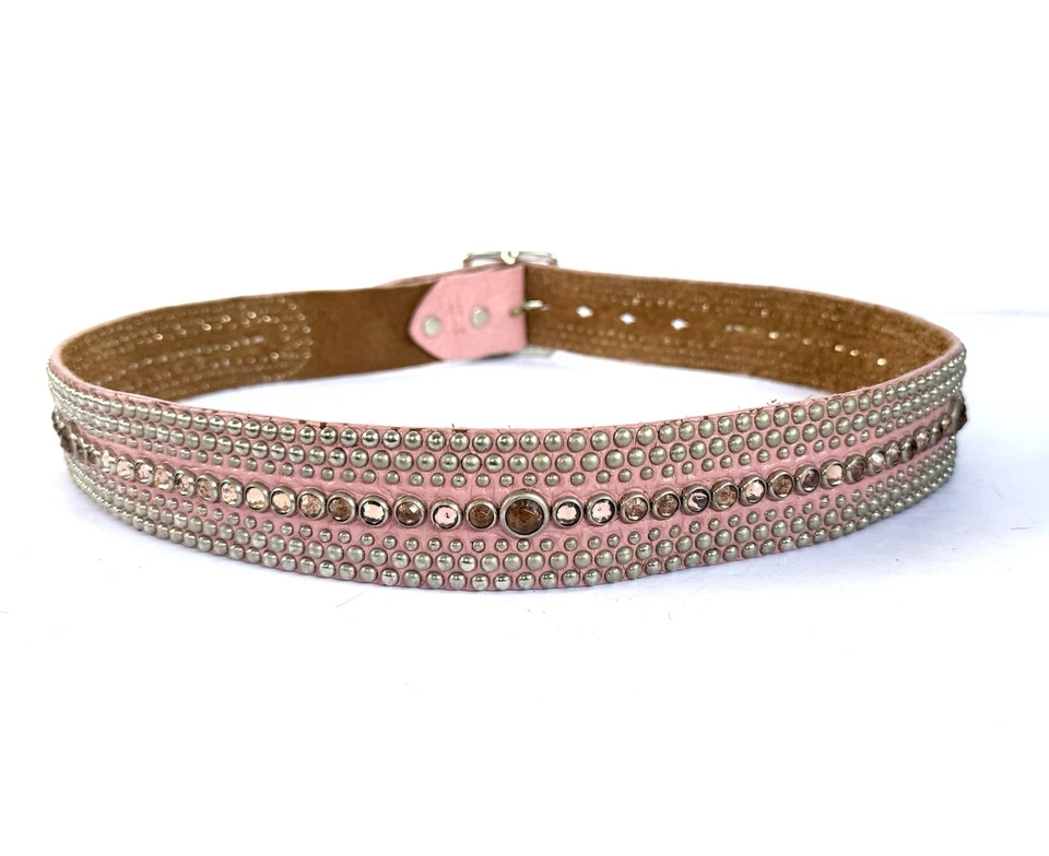 Auténtico JOED Cuero Búfalo Rosa, M - L, Tachuelas, Estrás Vintage Talla 36 Foto 2 de 4