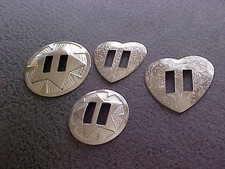 14 SILVERTONE CONCHOS 2 DESIGNS COWBOY HORSE TACK LEATHER CRAFTS NEW