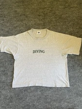 Rare Vintage 80s CG Desings NYC  Diving Tee Shirt Double Sided Cropped Adult L