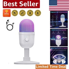 USB Gaming Condenser Microphone 192kHz with RGB Lighting Noise Cancellation