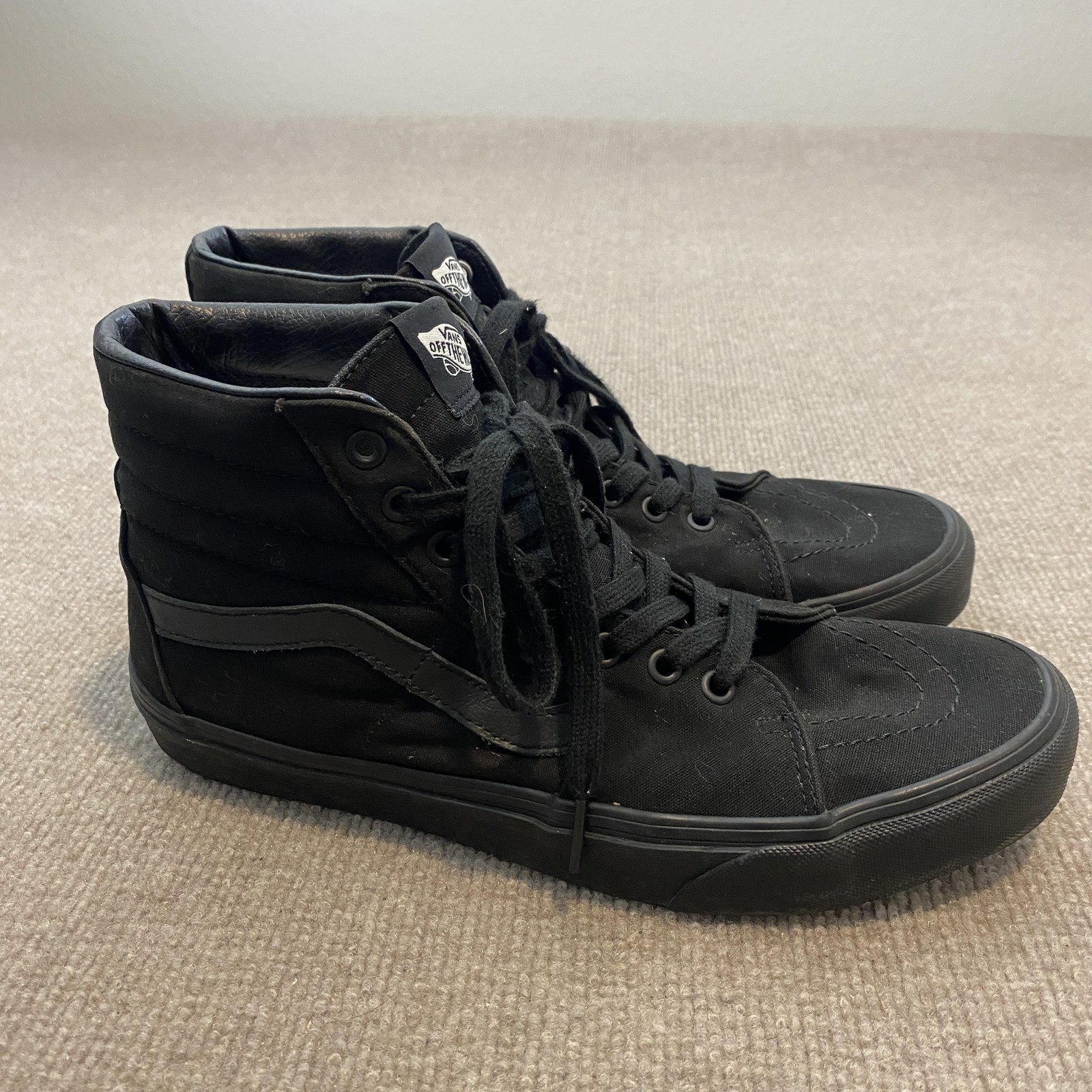 Vans Sk8-Hi Shoes Mens Size 10.5 All Black High Top Skate Sneakers 751505 Grunge