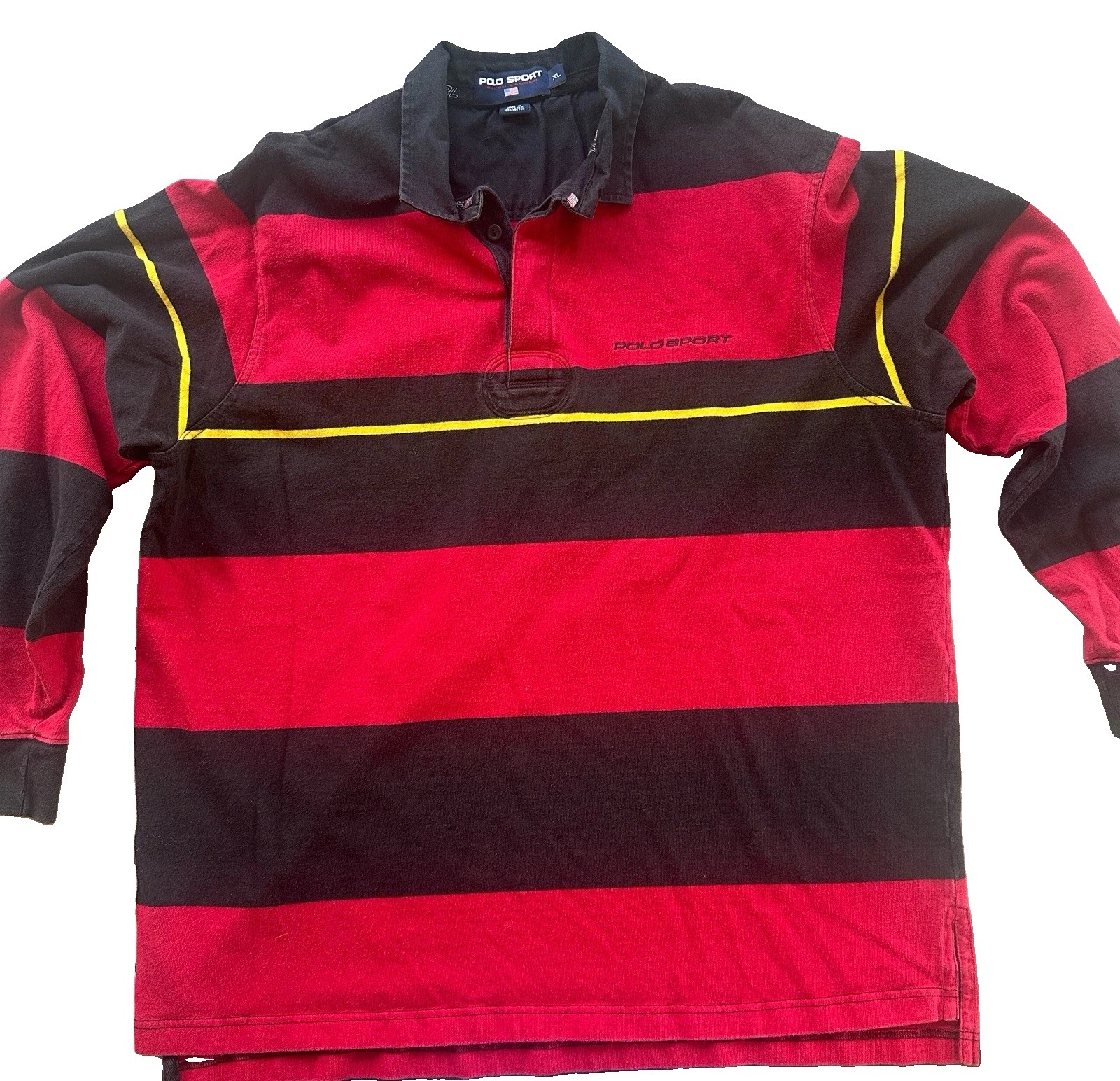 90s Vintage Polo Sport Ralph Lauren Spell Out Rugby Long Sleeve Shirt Men’s XL