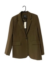 Zara Womens Classic Blazer Jacket Small Light Khaki brown V-neck 1255/887 NWT