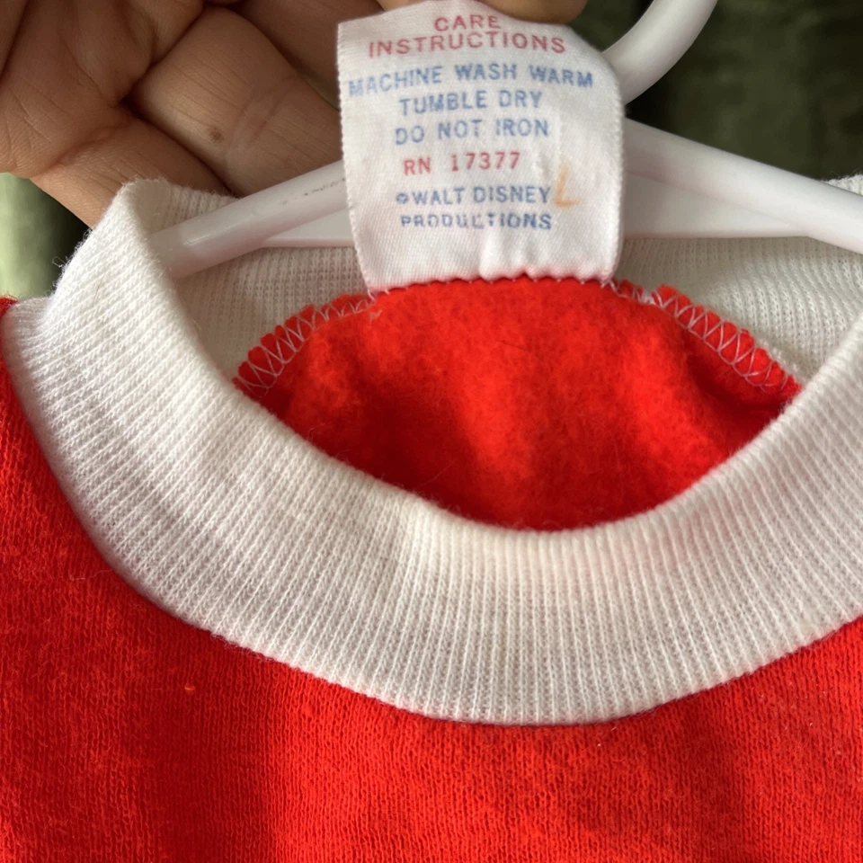 Винтажный свитшот 60-е 70-е Disney Donald Duck ярко-красный Disneyland - размер 12 M - Изображение 4 из 4
