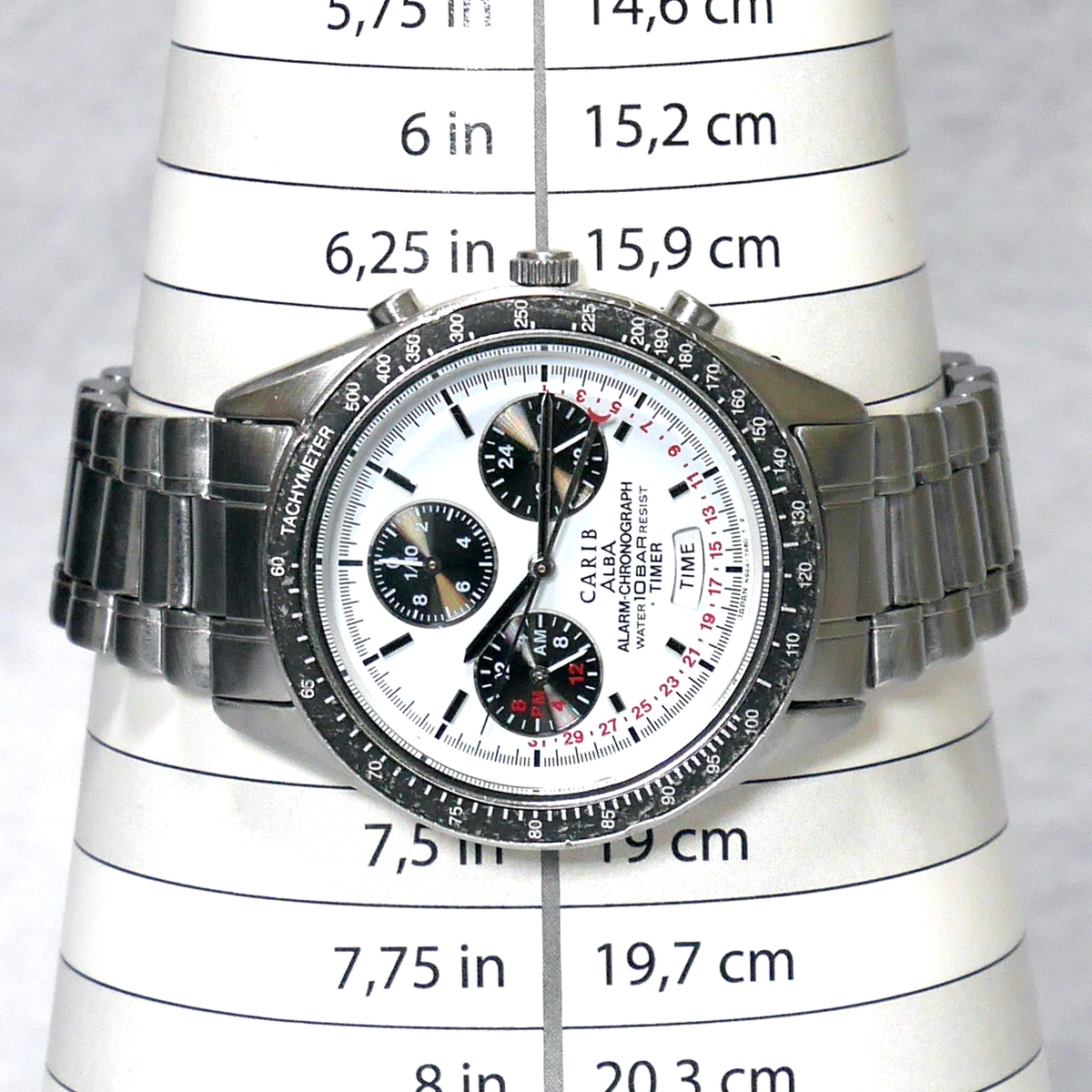 SEIKO ALBA CARIB Watch N944 1992 White Pilot Chronograph Date Dual