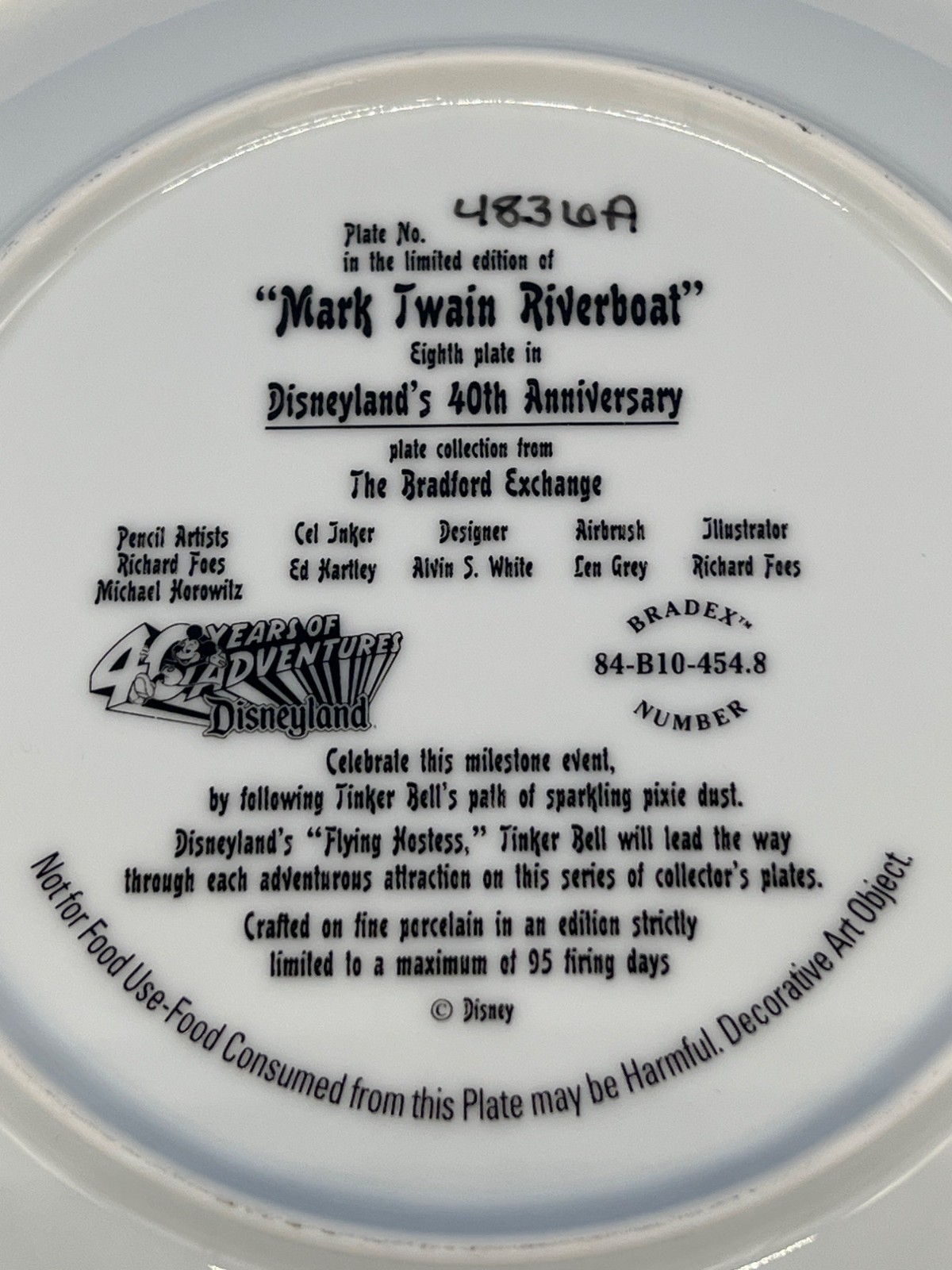Disneyland's 40th Anniversary Plate Mark Twain Riverboat The Bradford Exchange