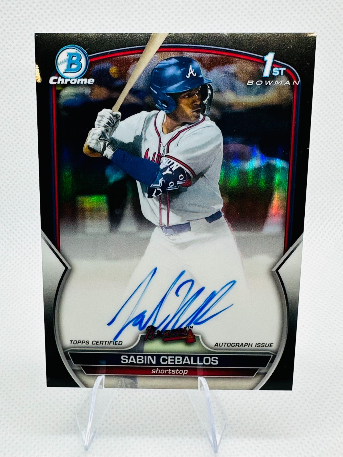 2023 1st Bowman Chrome Sabin Ceballos Auto Black Refractor /75  #CDA-SC