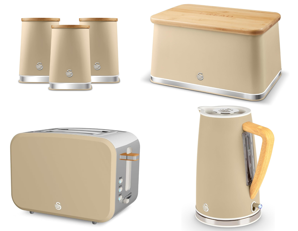 Swan Nordic Oatmeal Kettle Slice Toaster Breadbin Canisters