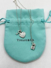 Tiffany  Co 925 Silver Return To Love Heart  Key Pendant Necklace 16 2  3.84g