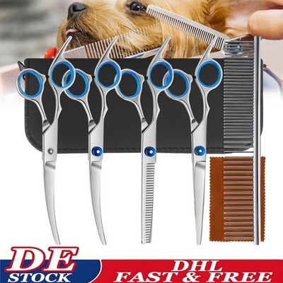 5er-Kit Profi Hunde Haarschere Hundescheren mit Effilierschere zur Fellpflege