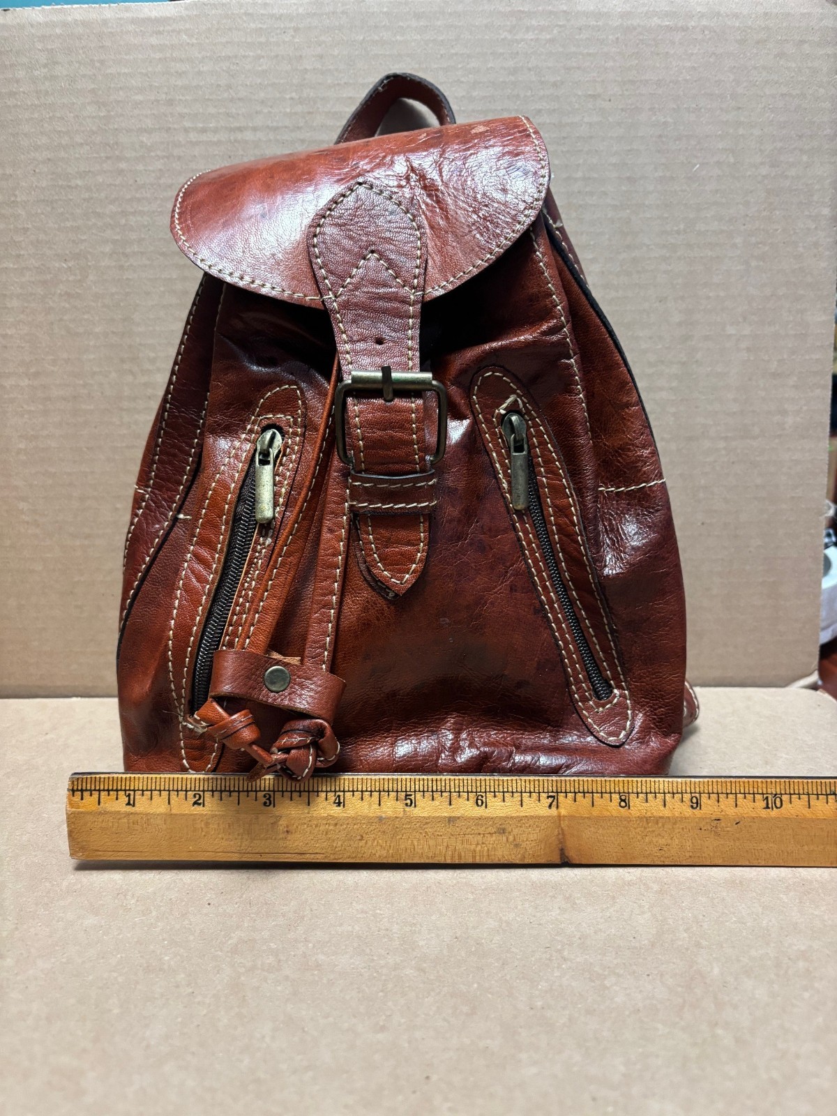 Brown Leather Mini Backpack - image 3