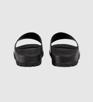 Gucci Web Men's Rubber Slide Sandal - Black Rubber, Size 46 | eBay