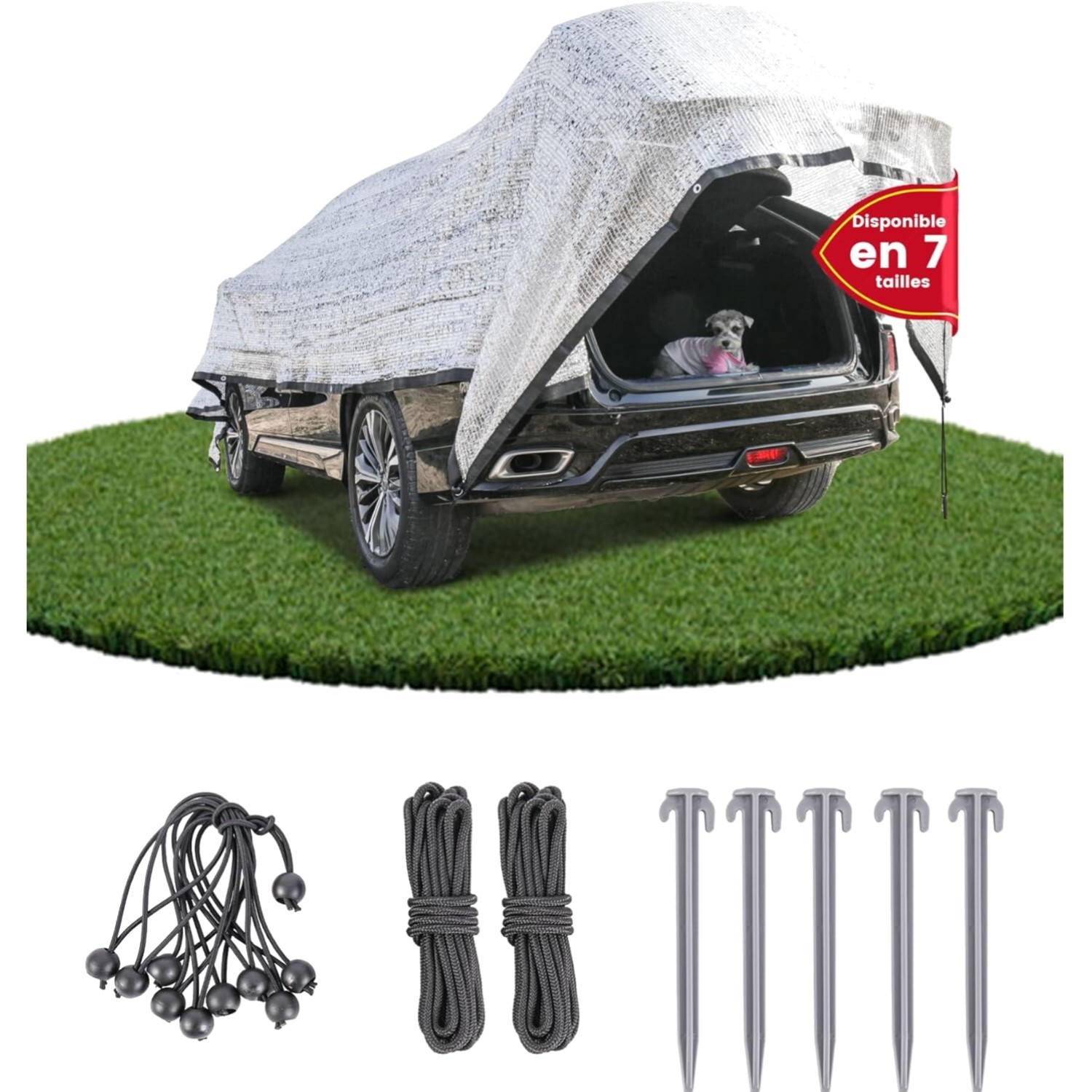 Filet d'ombrage voiture alu 3x4m toile protection solaire terrasse extérieure