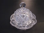 ANTIQUE ABP AMERICAN BRILLIANT PERIOD CUT GLASS COVERED BUTTER CHEESE DISH DOME