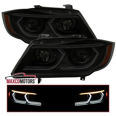 Smoke Fits 2006-2011 BMW E90/91 325i 328i Sedan LED Projector Headlights Signal
