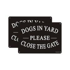 Dogs in Yard Please Close the Gate Sign, Yuntarda 2 Pack 10x7inches Reflecti...