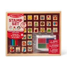 Melissa  Doug Wooden Stamp Set, Favorite Things - 26 Wooden Stamps, 4 Toy