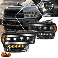 For 19-24 Ram 2500-5500 LED DRL Sequential Chasing Signal Projector Headlights