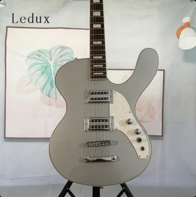 Metallic Silver TL Electric Guitar 2H Pickups Chrome Hardware Pearl Pick Guard