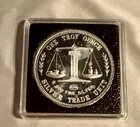 1 Oz. Silver Round .999 Fine "Silver Trade Unit" Scales Of Justice In Capsule