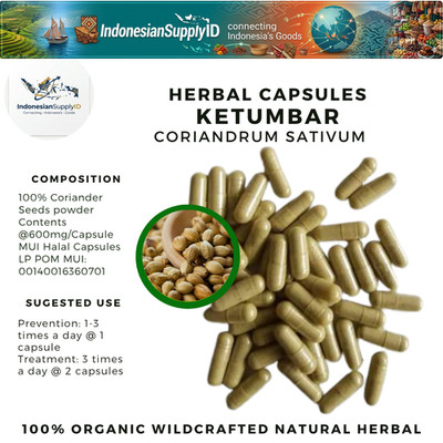 [idHerb] 100-500 CAPSULES Ketumbar Coriandrum sativum Organic WildCrafted