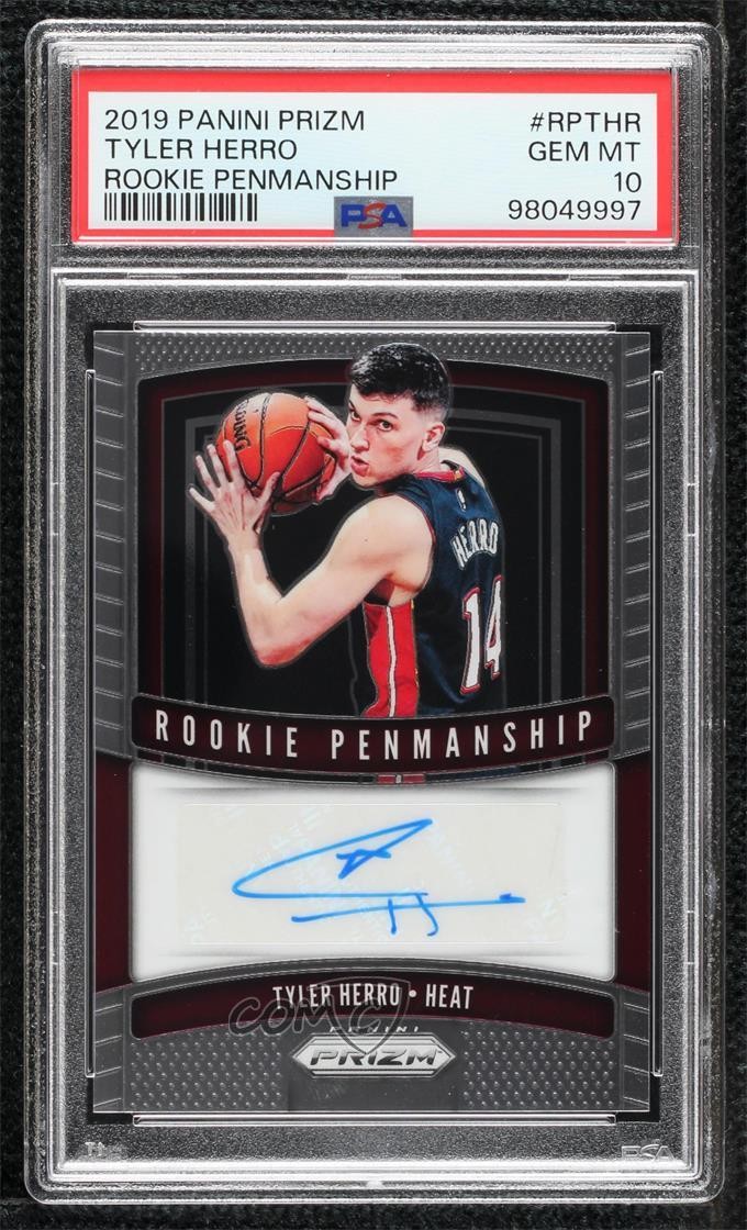 2019-20 Panini Prizm Rookie Penmanship Tyler Herro PSA 10 GEM MT Auto RC 0ve9