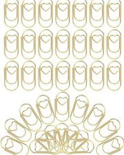 100 Pack Gold Love Heart Shaped Paper Clips, 0.8inch Small Paper Clips for Fu...