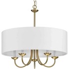 Drum Shade 5-Light Brushed Bronze White Fabric Shade Chandelier Light P4217-109