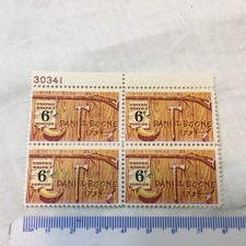 US Scott 1357. 6c. Daniel Boone (1734-1820) Frontiersman Stamp Block of 4