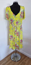 Joe Browns Floral Tea Dress Size 14 Shirt Yellow Pink Blue Dress READ Tie Waist 
