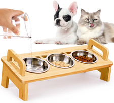 Elevated Cat Food Bowl, 3 Stainless Steel Raised Cat Bowls with Stand, 15 Tilted