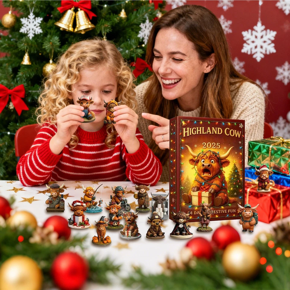 2025 Highland Cow 3D Advent Calendar Kids Xmas Gift 24 Days Christmas Countdown - Image 3 of 4
