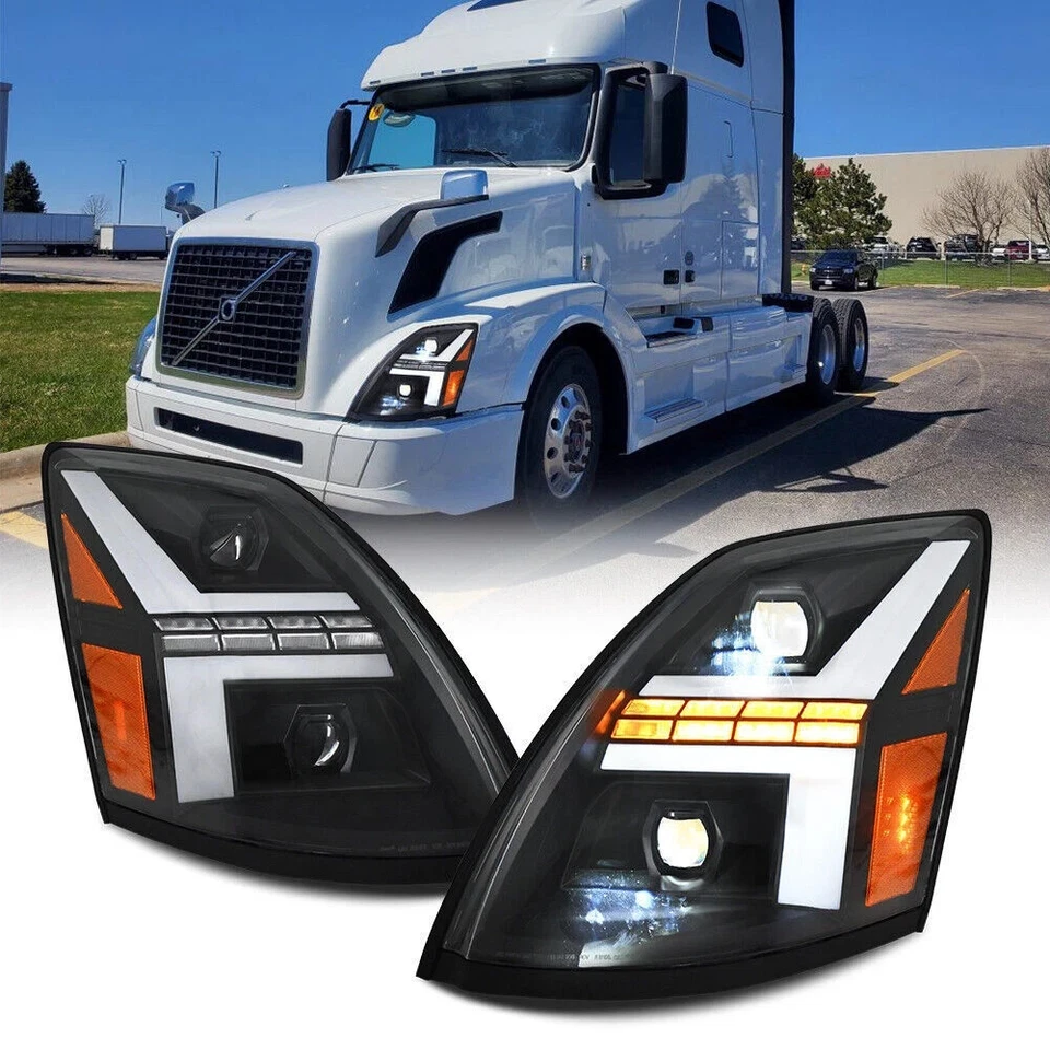 LED Headlights For Volvo VNL VNM 2004-2018/VN 2004-2015/VNX 2015-2018 Front Lamp - Image 2 of 4